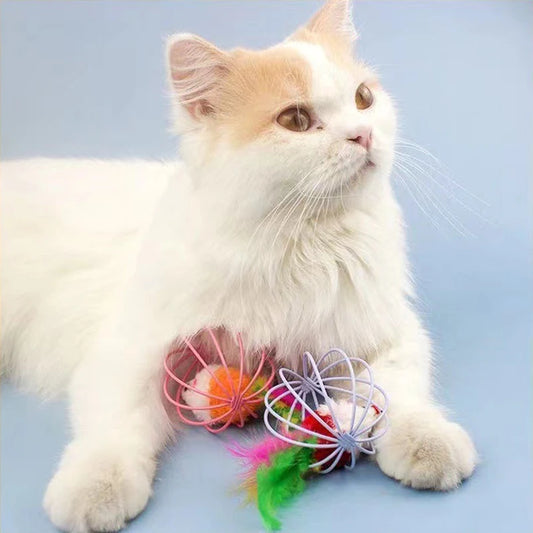 Fun Plush Cat Toy with Colorful Mouse and Ball
