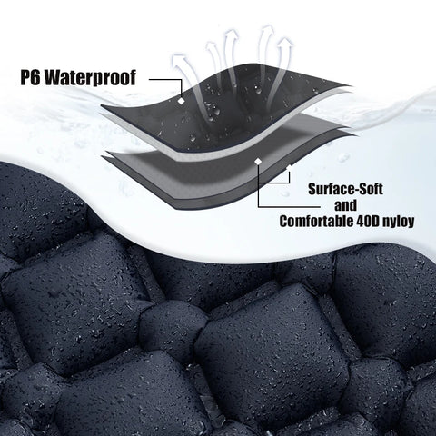 PACOONE Outdoor Camping Sleeping Pad Inflatable Mattress with Pillows - Ultralight Air Mat with Built-in Inflator Pump for Travel and Hiking