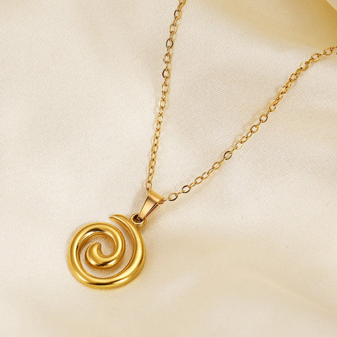 DGIDDK Stainless Steel Spiral Pendant Necklace for Women - Trendy Jewelry for Parties and Commuting