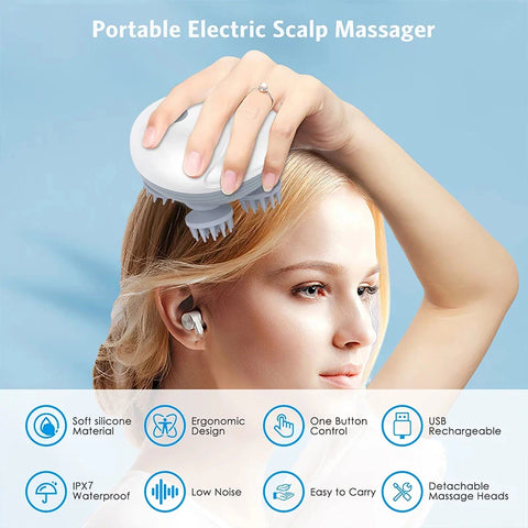 Deep Scalp Massager - Electric Massage Tool for Head and Pets, Washable & Portable