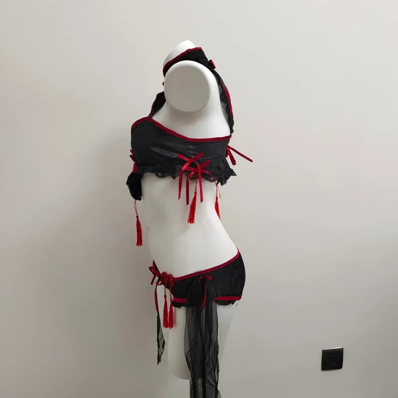 Gothic Vintage Cheongsam Lingerie Set