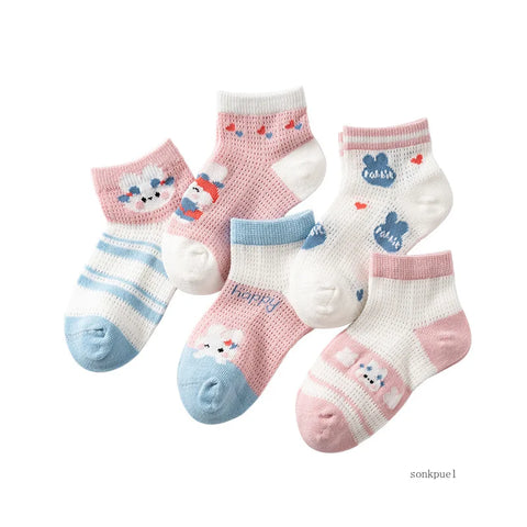 5 Pairs Children Socks - Breathable Travel Sports Socks