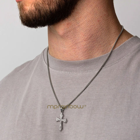 Hip Hop Cross Necklace for Men and Women - Stainless Steel Chic Pendant for Christian Style