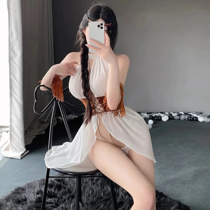 Seductive Open Bra Corset Cowboy Outfit