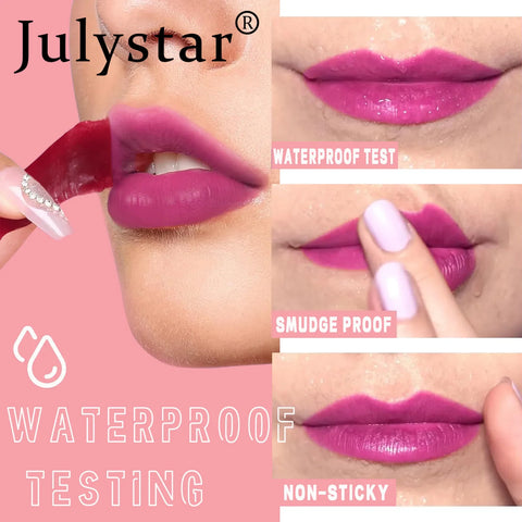 Julystar Peel Off Liquid Lipstick - 6 Color Waterproof Lasting Matte Pink Lip Gloss