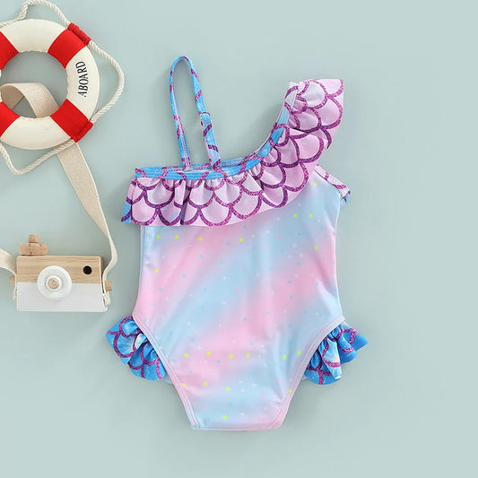 Tregren Toddler Girls Ruffle Mermaid Swimsuit