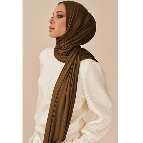 Soft Modal Cotton Jersey Hijab Scarf - Long Muslim Scarf for Women