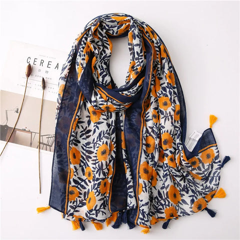 Luxury Cotton Scarf for Women - Large Shawl & Hijab