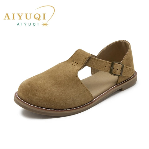 AIYUQI Retro Leder Damen Sandalen