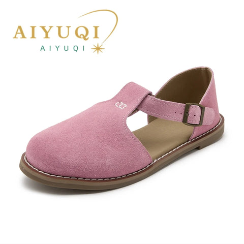 AIYUQI Retro Leder Damen Sandalen