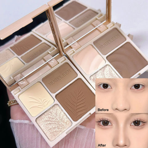 4 Colors Highlighter Contour 3D Facial Bronzer Palette - Matte Brightening Makeup