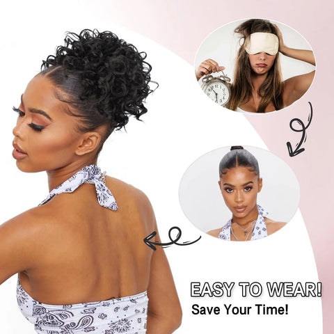 Messy Hair Bun Hair Piece - Large Curly Loose Wave Ponytail Extension