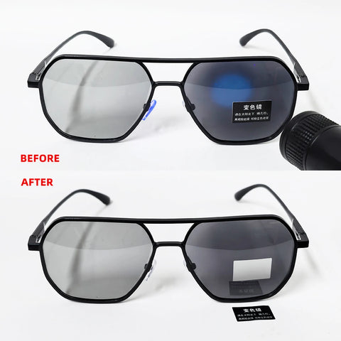 Luxe metalen fotochromatische gepolariseerde zonnebril - Chameleon UV400 unisex anti-reflectie zonnebril