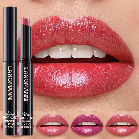 10 Color Glitter Pearlescent Lipstick - Waterproof Long Lasting Lip Gloss