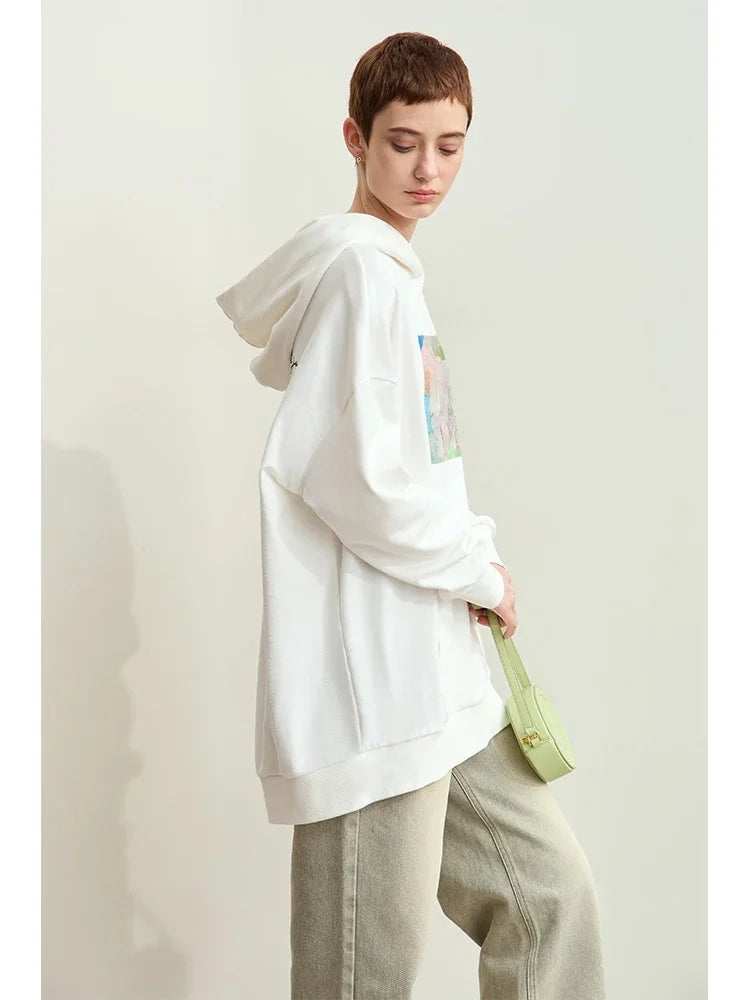 Amii Minimalism Women Sweatshirts - 2024 Autumn Art Print Hoodie
