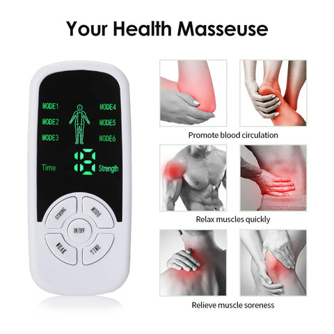 6 Modes EMS Electric Muscle Therapy Stimulator - Portable Tens Unit Machine for Physiotherapy, Abdominal, and Prostate Massage