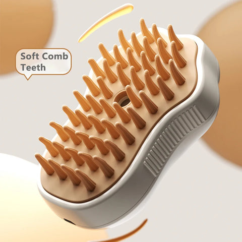 3 in 1 Electric Steam Brush for Dogs and Cats - Grooming Tool with Spray and Massage Features