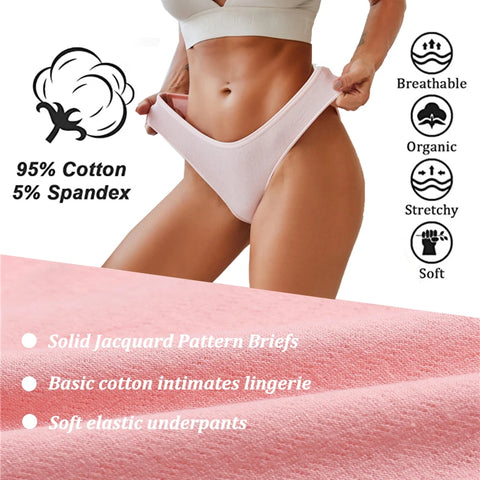 3PCS Set of Cotton Solid Color Women’s Panties – Sexy Basic Briefs for Everyday Comfort