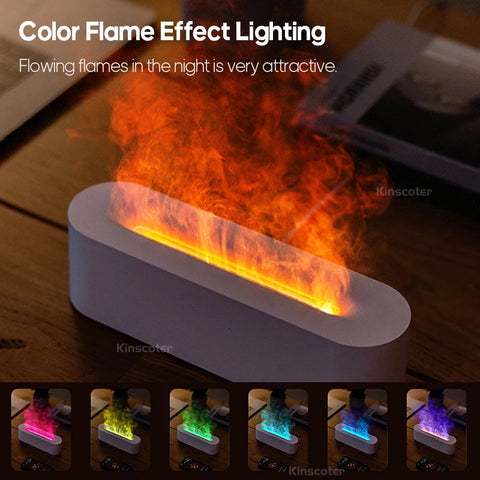 KINSCOTER Essential Oil Aroma Diffuser with Realistic Flame Effect and RGB Night Light