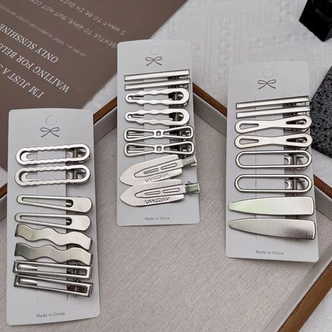 Stylish Silver Metal Duckbill Hair Clips for Women and Girls - Y2K Bangs Accessories