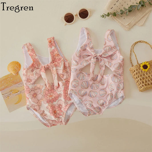 Tregren Toddler Baby Girls Floral Shell Print Swimwear