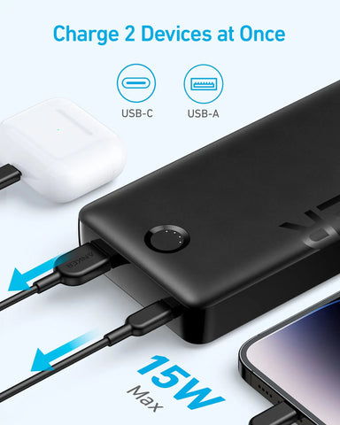Anker 20000mAh Power Bank – 15W Dual-Port Charging