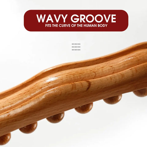 20/8 Beads Universal Back Massage Tendons Beech Wood Scraping Stick