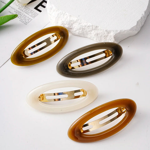 Korean Big Spring Hair Claw Clips - Stylish Metal Jelly Ponytail Holders