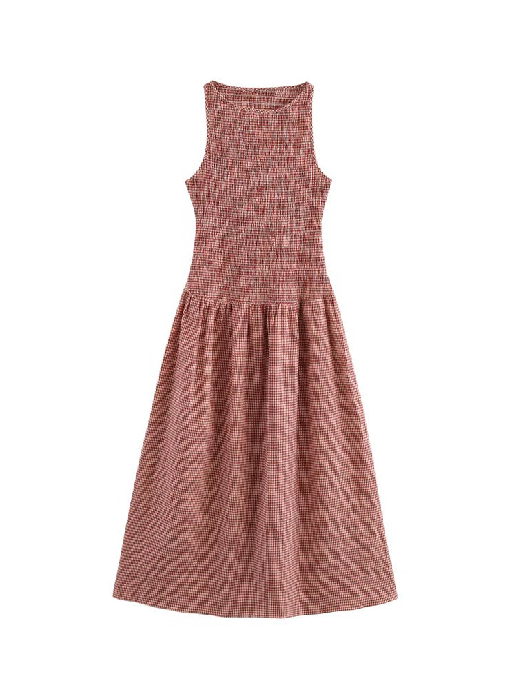 TFMLN 2025 Summer Women's Sweet Plaid Dress