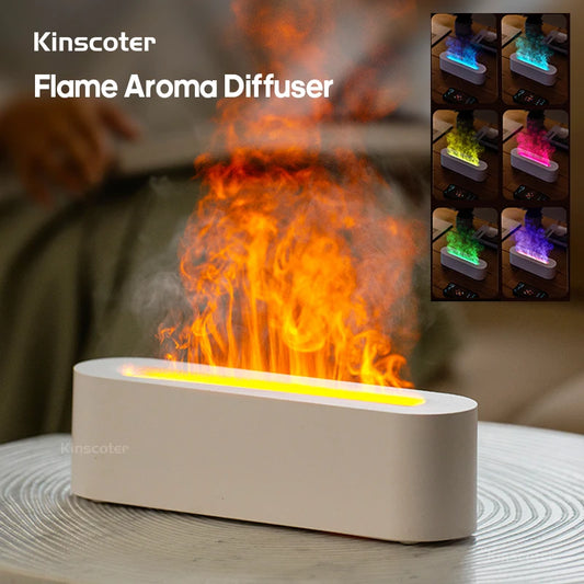KINSCOTER Essential Oil Aroma Diffuser with Realistic Flame Effect and RGB Night Light