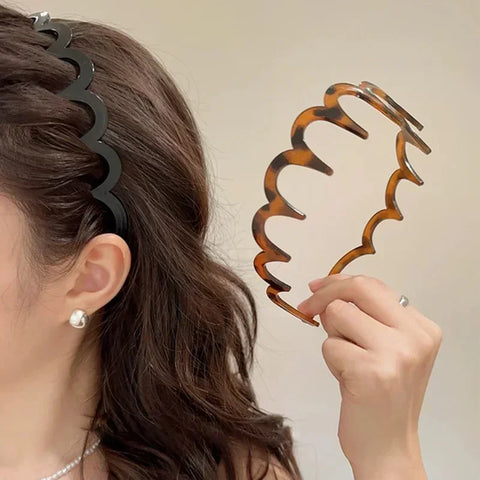 Mode Welle Stirnbänder für Frauen Einfarbig Gezahnt Nicht-slip Haarbanden Mädchen Gesicht Waschen Sport Haarbänder Haar Zubehör 