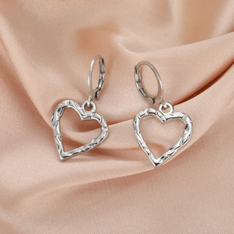 Skyrim Gold Color Stainless Steel Women's Heart Starfish Sun Pendant Hoop Earrings - Fashion Jewelry Gift