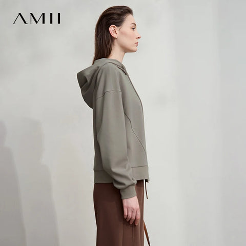 AMII Minimalist Women Hoodie Cotton 2025