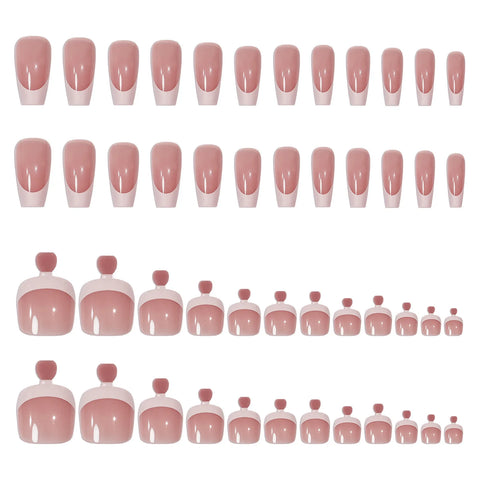 Set van 48 stuks nagels met een opdruk - modieuze Franse ballerina-tips