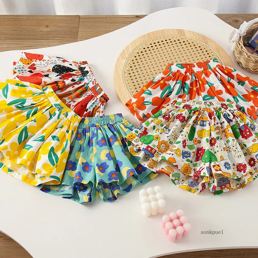 Kids Girls Summer Cotton Skirt Shorts