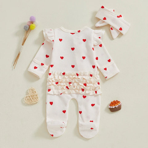 Tregren Newborn Baby Girl Valentine's Day Jumpsuit