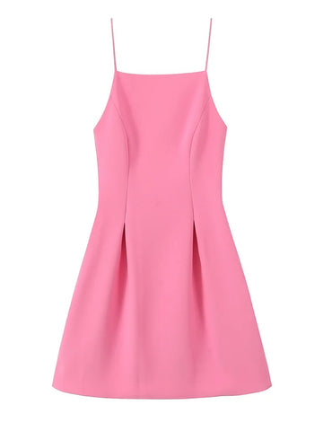 TFMLN Elegante damesjurk met roze spaghettibandjes 