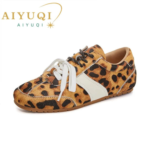 AIYUQI Duitse trainingsschoenen voor dames, echt leer, 2025 nieuwe lente platte sneakers, dames casual Forrest Gump schoenen voor dames