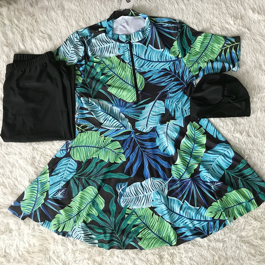 Floral 3-Piece Modest Burkini Swim Set