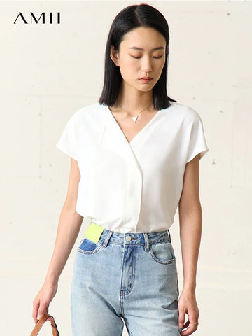 AMII Minimalism Chiffon Shirts & Blouses