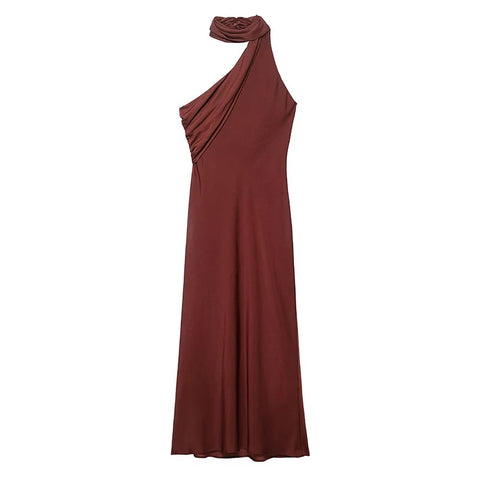 TRAF 2025 Asymmetric Off Shoulder Maxi Dress for Women