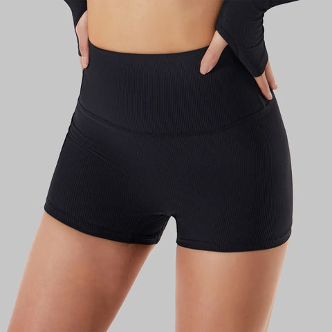 SOISOU Ribstof Yoga Shorts met Hoge Taille voor Dames