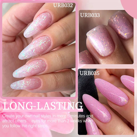 UR SUGAR Glitter Rubber Base Gel - Aurora Chameleon Pink Gold Flakes