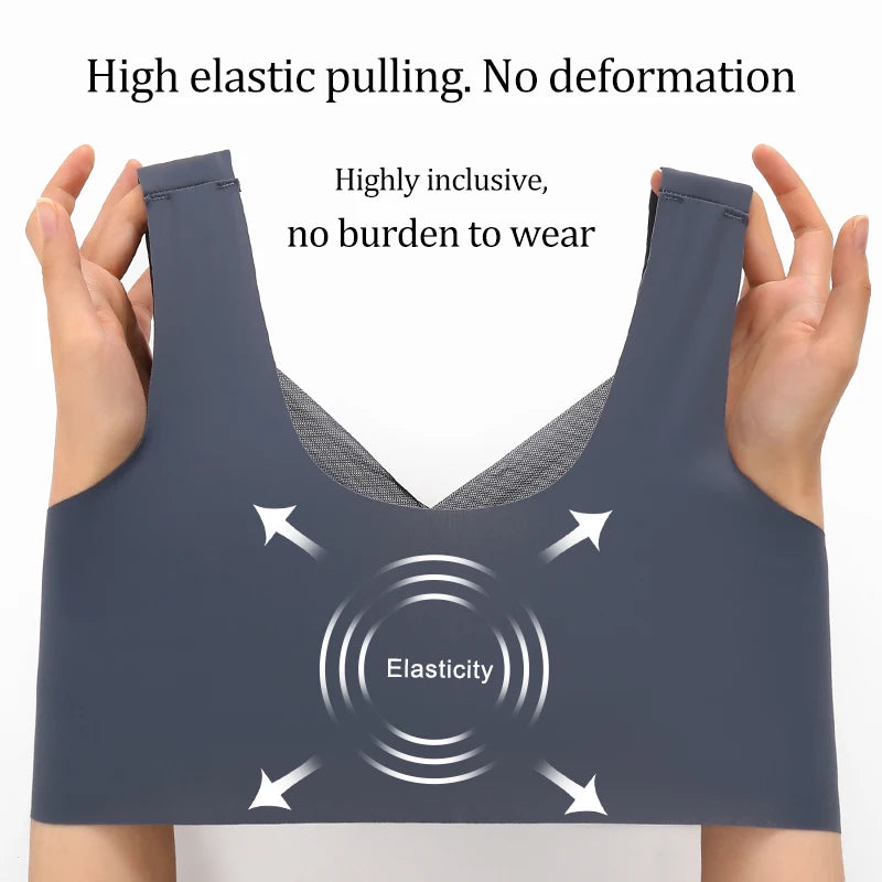 Women Seamless Plus Size Lace Push Up Sports Bra