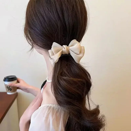 Elegant Sweet Bow Tie Hair Claw Clip - Velvet Ponytail Holder for Women