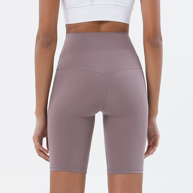 SOISOU Nylon Women's High Waist Gym Shorts - Breathable & Comfortable