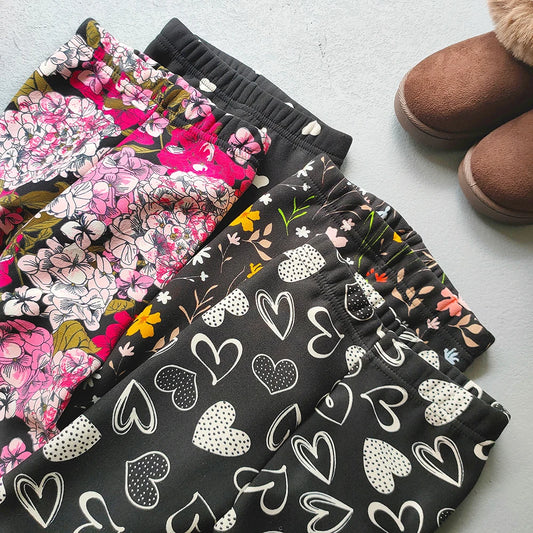 Spring Autumn Girls Fleece Leggings