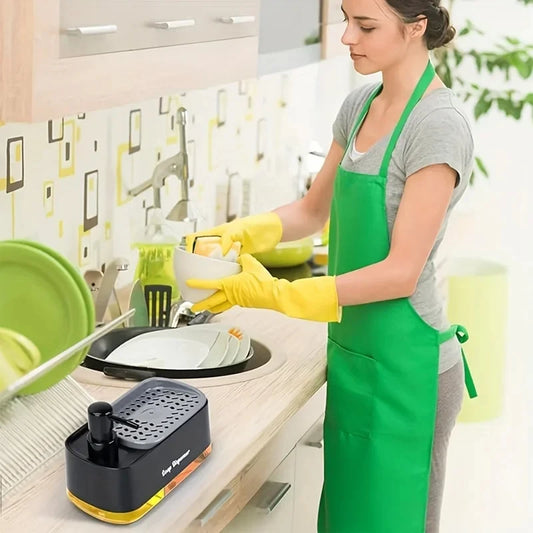 Multifunctional Kitchen & Bathroom Soap Dispenser with Sponge Holder - Space Saving Countertop Organizer