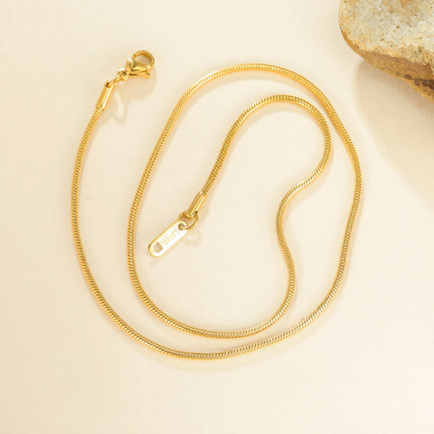 Skyrim Stainless Steel Gold Color Round Snake Chain Necklace for Men and Women | Trendy Punk Jewelry Gift
