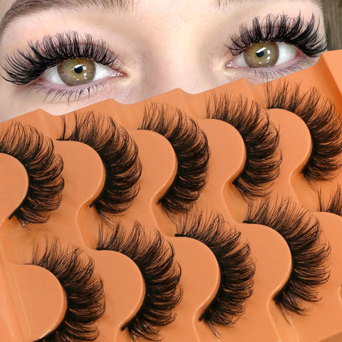 GROINNEYA 5 Pairs Fluffy Eyelashes